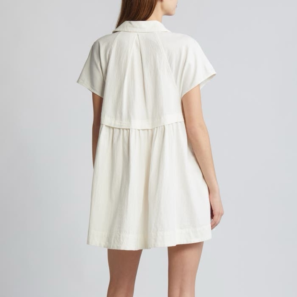 NWOT Ronnie Cotton Poplin Cream Button Mini Shirtdress Size Small Brunch - Picture 2 of 13
